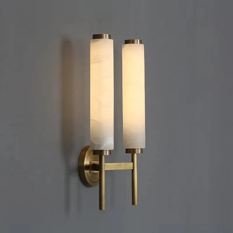 product modern luxury living room bedroom villa bedside copper marble wall sconce light fixture decorative thin bathroom mirror lamp-38