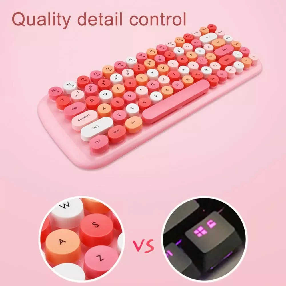 Hot Sale 2.4G Keyboard and Mouse Wireless Jelly Candy Color Mix Pink Combo For PC