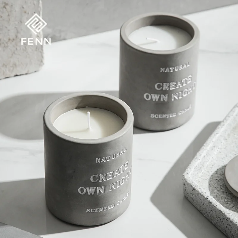 Hospice Spa Home Decoration Empty Frosted Concrete Candle Vessel Jar Unique Customized Matte Cement Candle Jars With Lid