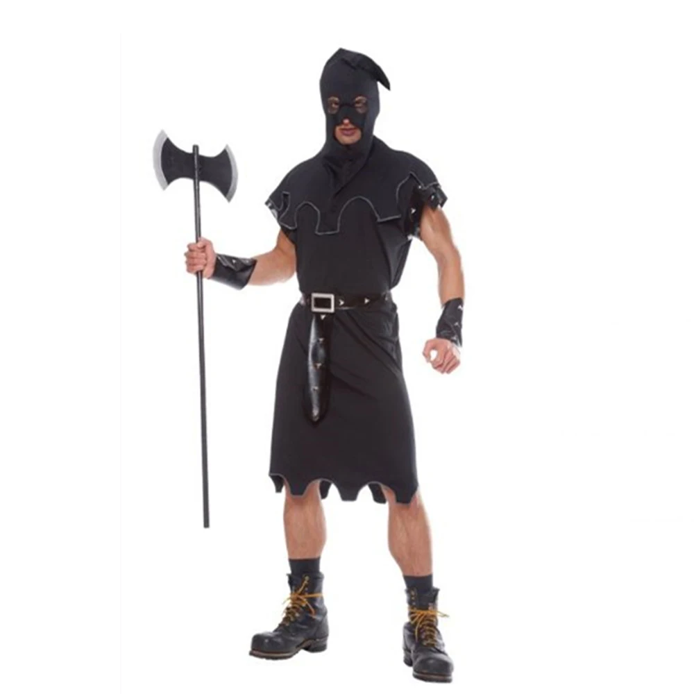 Halloween Grim Reaper Executioner Cosplay Party Dress up Adults Men Costumes with Mask Party Costume