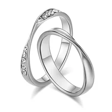 Fashion Couple Rings Silver Stainless Steel Rings for Men Zircon Titanium Steel Ring Fine Jewelry