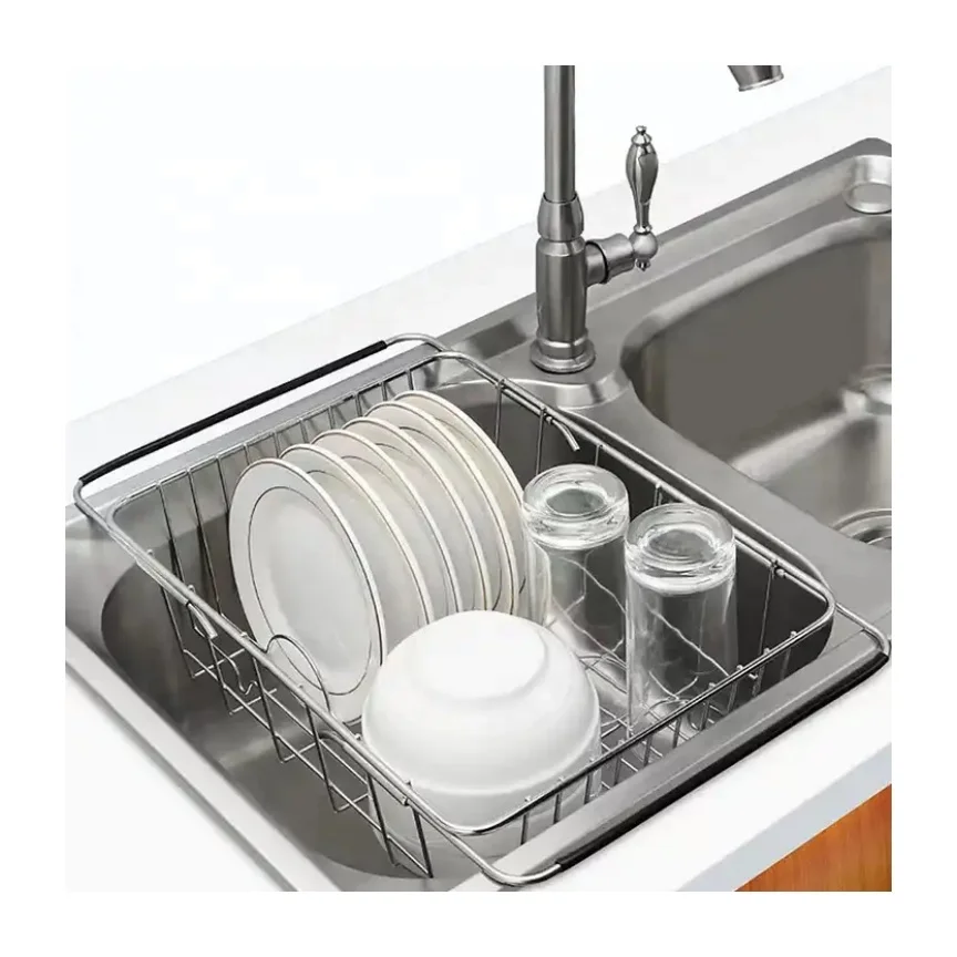 Mouhoti B-6 Expandable Stainless Steel Adjustable Wire Basket Dish Drying Rack Organizer Storage Basket Kitchen Accessories
