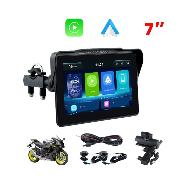 Portable 7 Inch Motorcycle Navigation Screen with Wireless CarPlay