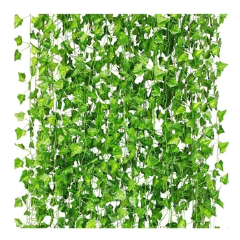 12 Packs Ivy Leaves Vines Artificial Ivy Silk fake vines Garland Greenery Artificial Hanging Plants for Decor green wall