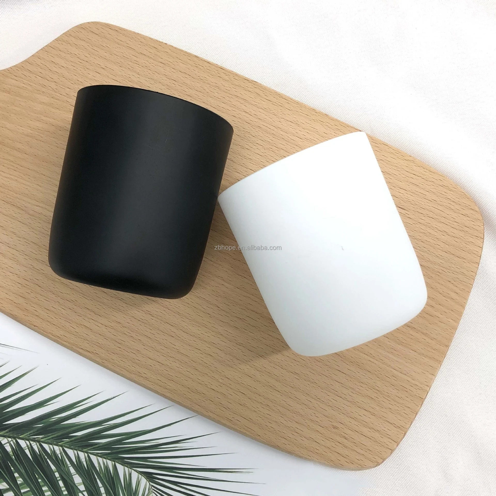 Empty Matte Black White Candle Jars 8oz Glass With Metal Lid High-end ...