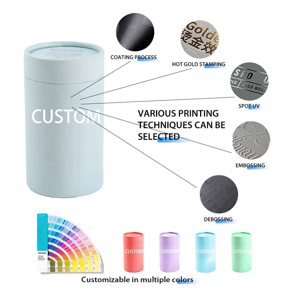 Factory Custom Luxury Eco-friendly Recyclable Paperboard Cylinder Gift Packaging Custom Logo Transfer Sticker for Candle Rigid