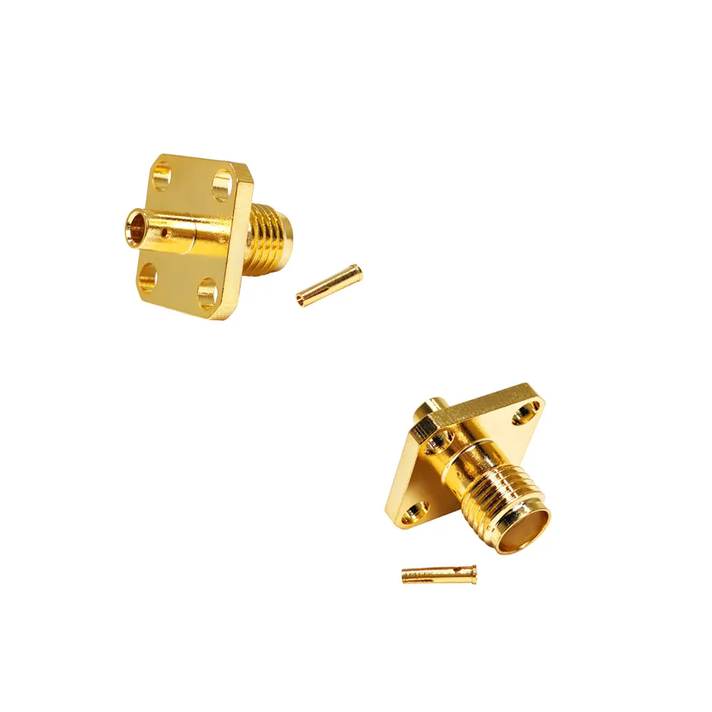 Rf Coax Connector  SMA Jack 4-Hole Flange Solder Connector for RG405/085/086 Semi-Rigid Coaxial Cable
