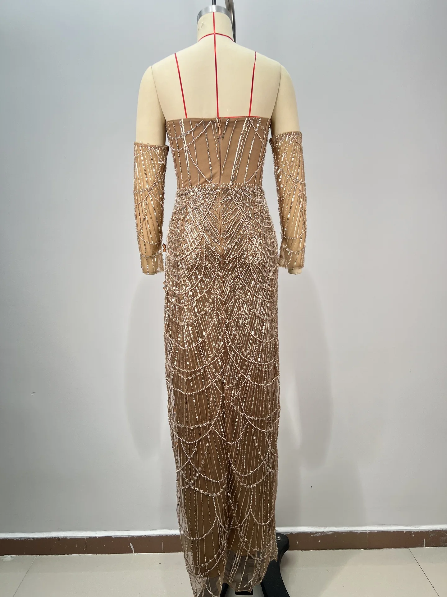 green emerald velvet dress EOS SEQUIN TUBE MAXI DRESS
