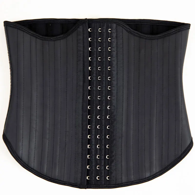 Back Shorter Rubber Corset Smooth Latex Waist Cincher Girdle Compression Tummy Control 25 Steel Bones Waist Trainer for Women