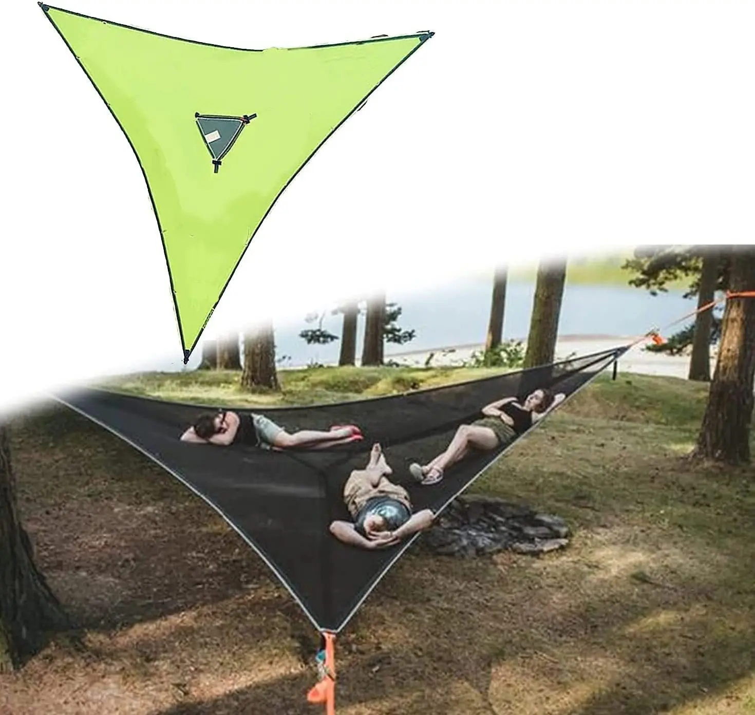 Outdoor Aerial Hammock Multiperson Triangle Portable Camping Hammock