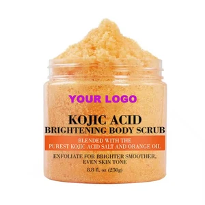 Luxury Gentle Exfoliating 24K Gold Strawberry Kojic Acid Body Scrub Brightening Smoothing Hydrating Non-Irritating Daily Use