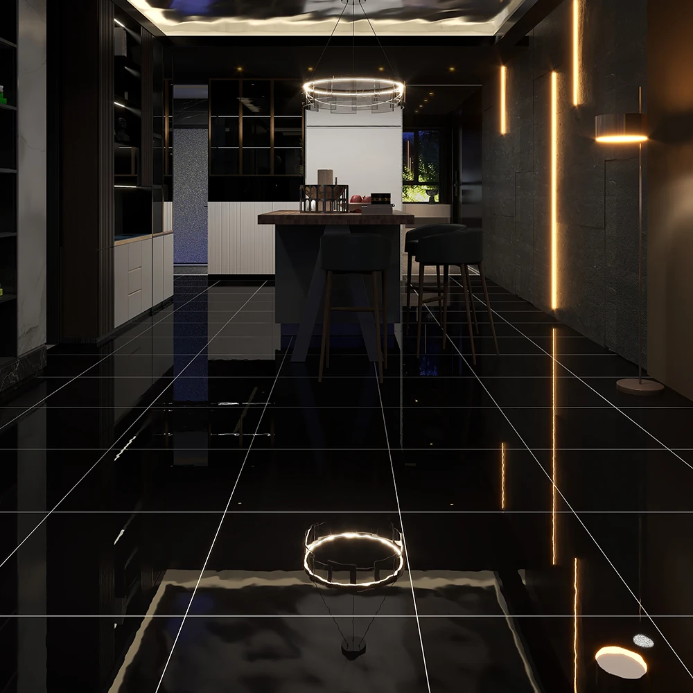 床用60x60x10cmピュアブラックポリッシュ光沢磁器タイル| Alibaba.com