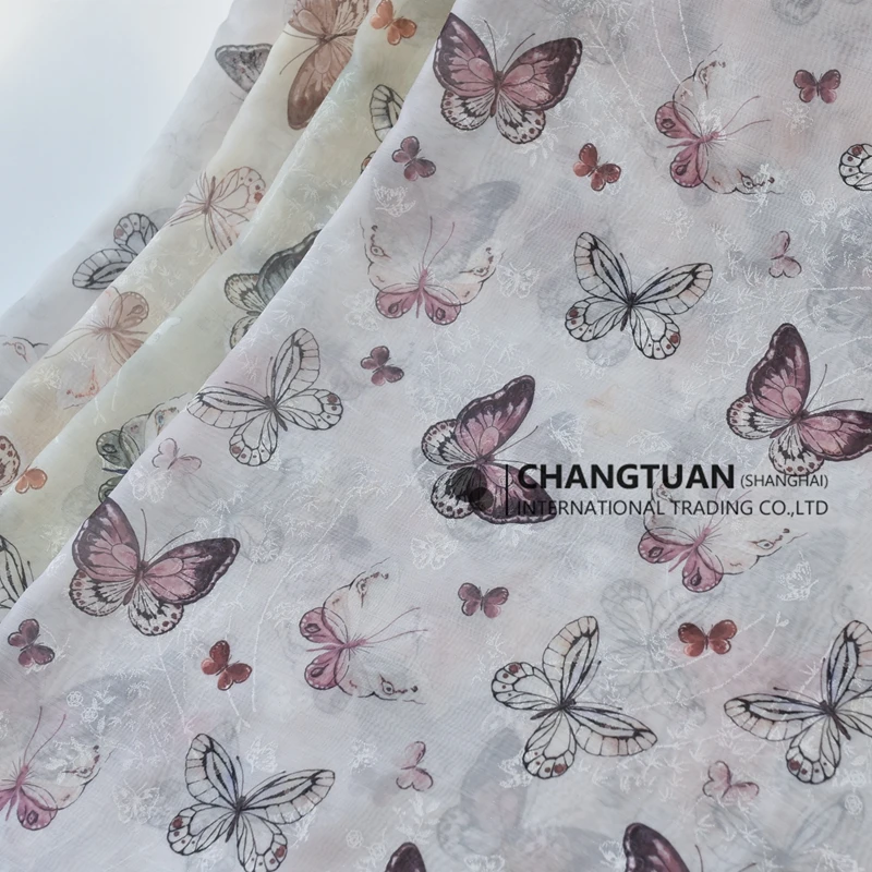 sachin and babi light blue dress Wholesale Silky Chiffon Georgette Dress Material Lightweight Butterfly  Print Chiffon Fabric