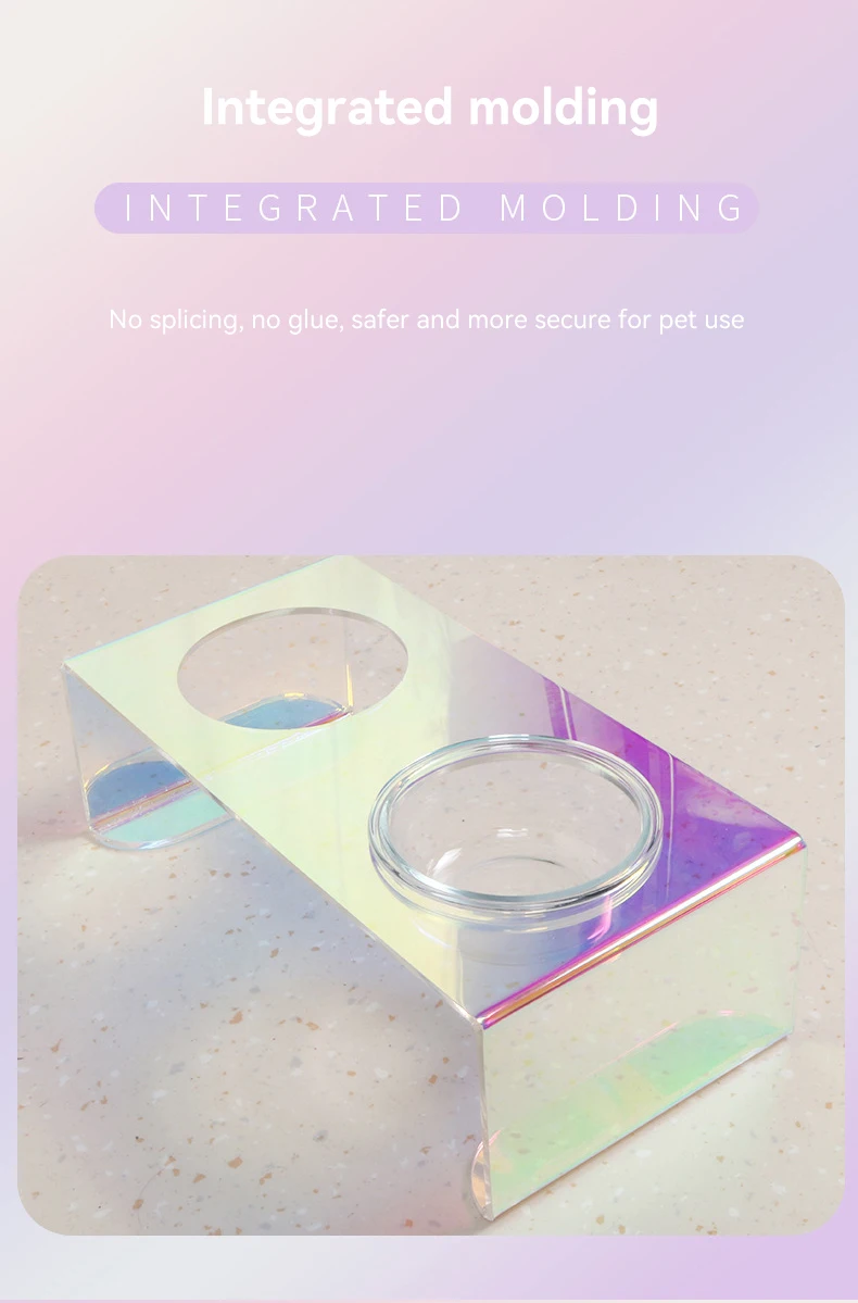 Pet New Laser Color Table Acrylic Cat Table Bowl Rack Dog Bowl Rack details