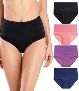 Womens High Waist Underwear Girl Breathable Organic Cotton Briefs Ladies Full Coverage Panties Pack