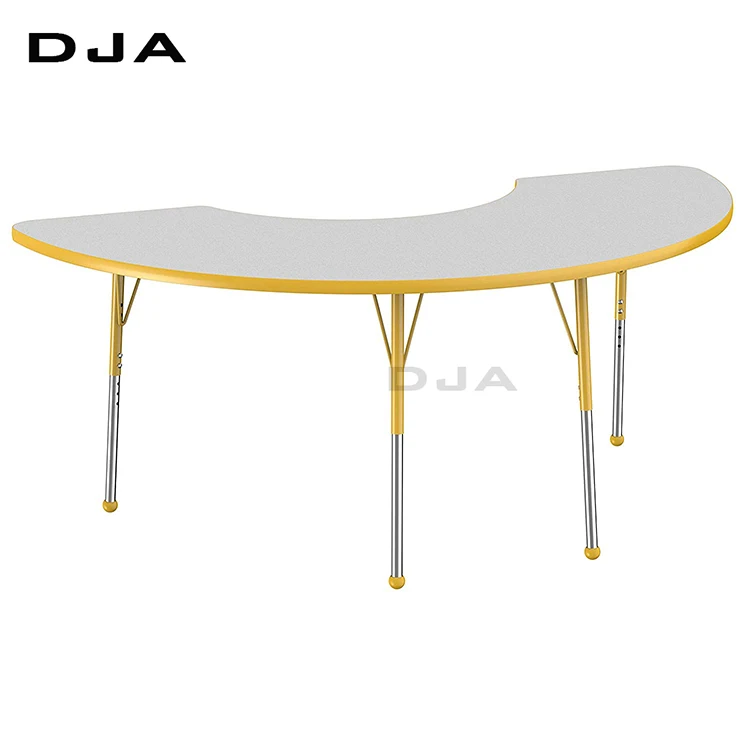 U Shape Office School Furniture Height Adjustable Wood Table ...
