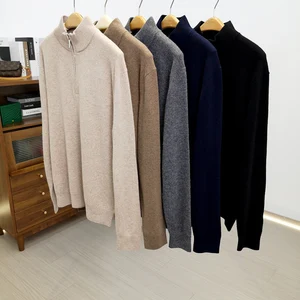 China V-Times Men's Clothing Series Cashmere Autumn Winter Stand Collar Casual Warm Full Sleeve Knitwear Old Money
