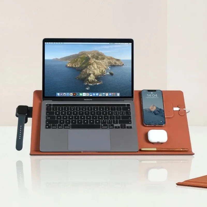 Custom OEM/ODM Multi-angle Work Smart Magnet Laptop Stand Wireless Charging Mouse Pad Desk Mat