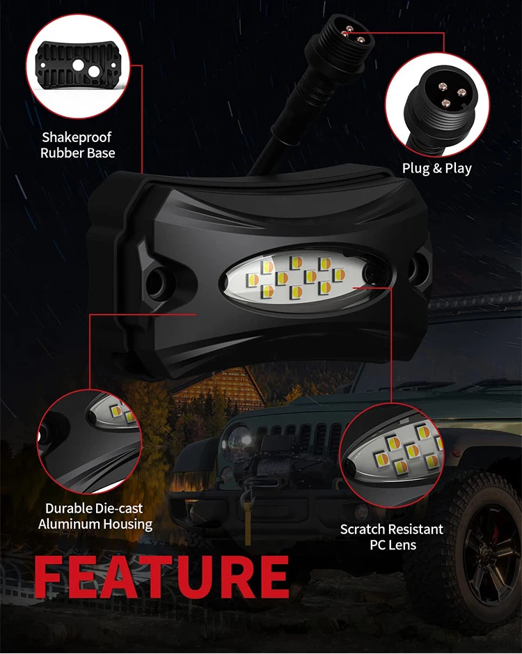 8 Pack LED White Rock Lights Dome Lights Off Road Under Wheel - Foto 4