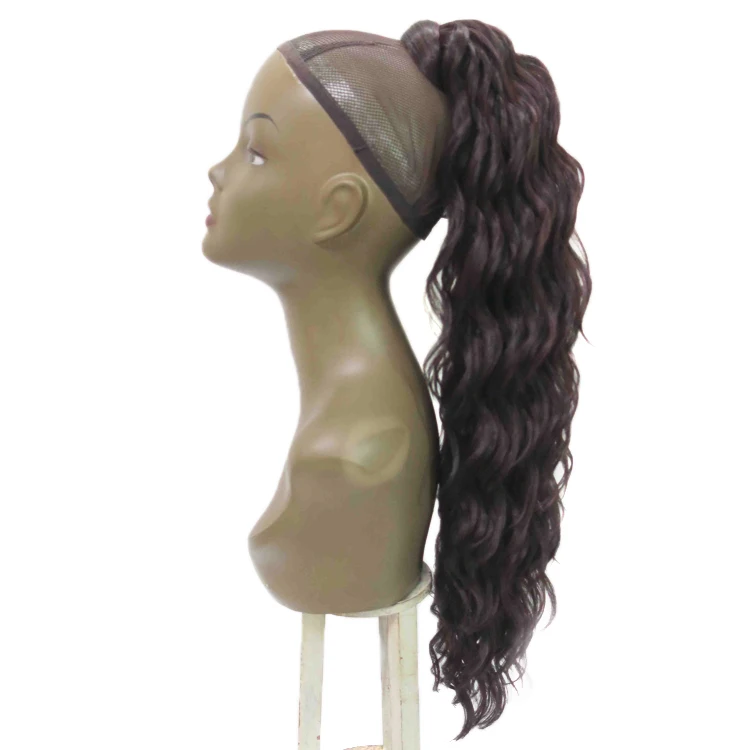 Новинка, длинные черные женские синтетические волосы на клипсе, накладные волосы с бахромой, Кудрявые Волнистые волосы для хвоста