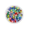 Round, transparent white Russian beads
