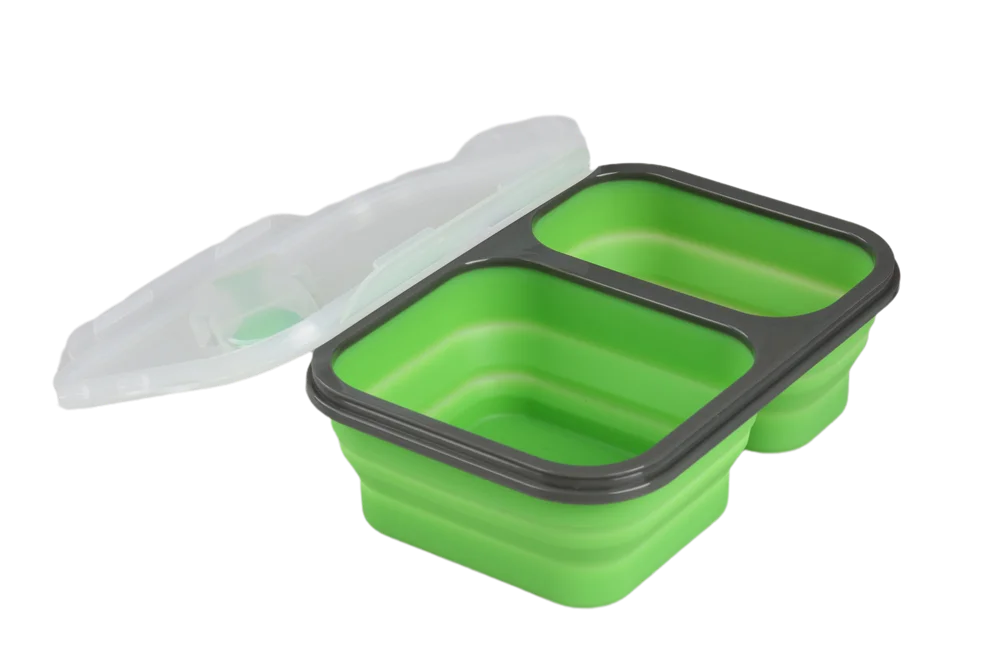 Portable Silicone Foldable Lunch Box Microwaveable Plastic Storage