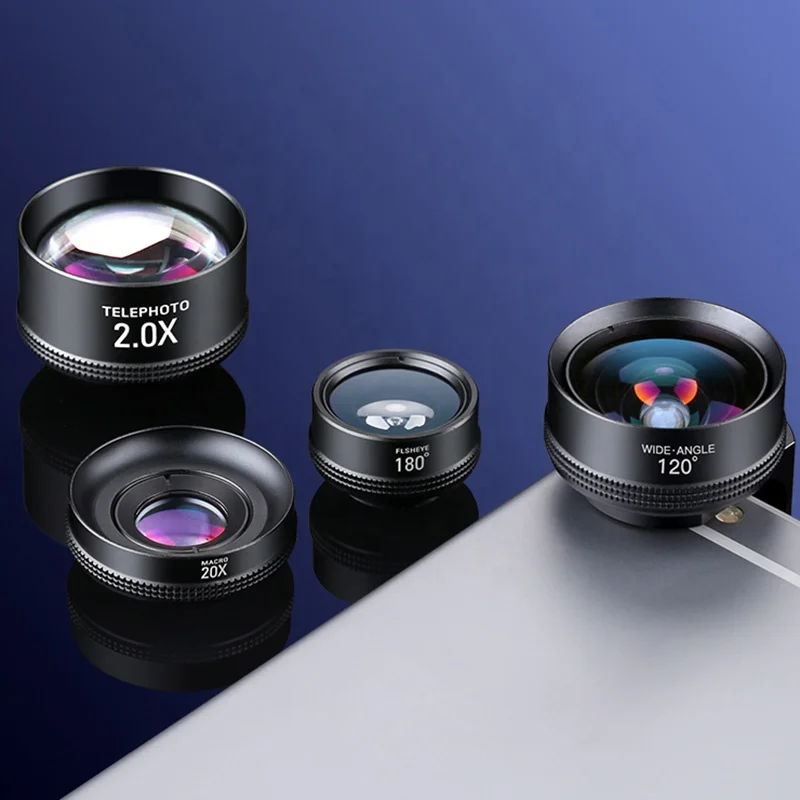 Mobile Phone Wide Angle Telephoto Macro Lens 180 Fisheye Lens 4in1 Cell Phone Accessories for Photography