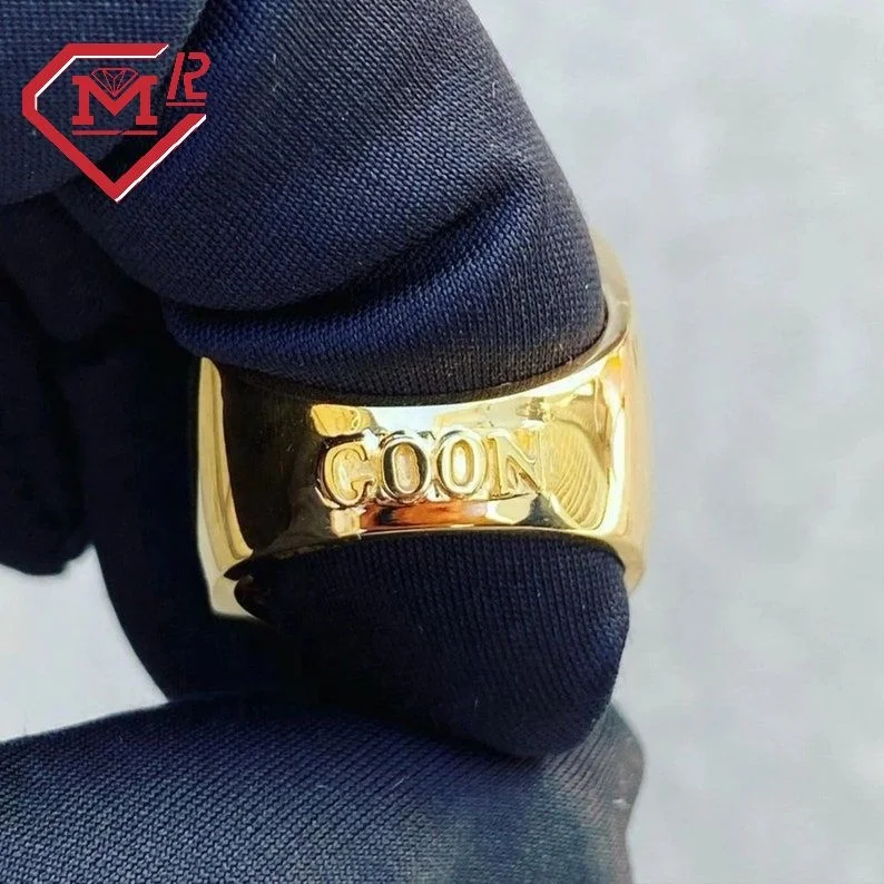 Baugette Rapper Ring Men's Iced Out Baguette Rapper Hip Hop Champion Rings 925 Silver ...