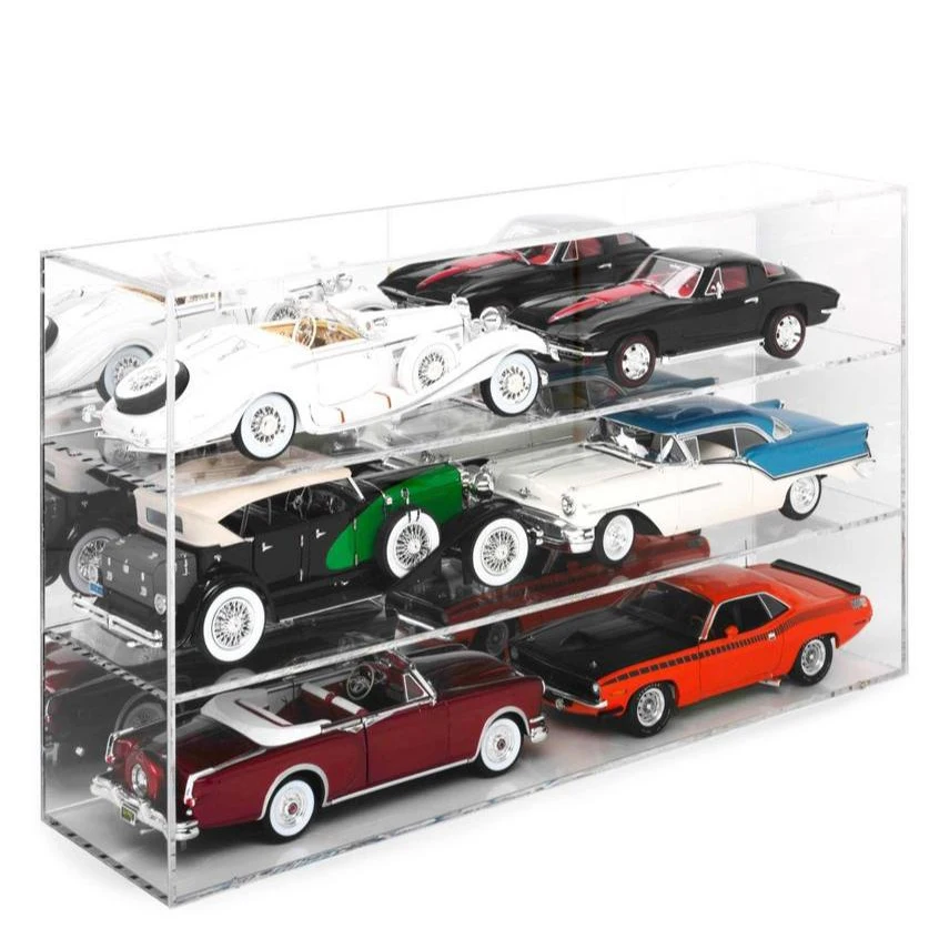 Tabletop Model Cars Display Case 3 Layers Clear Perspex Show Case Acrylic Scale Model Car Display Cabinet