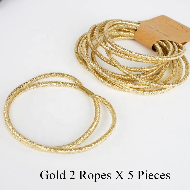 Factory Wholesale 5 Pcs Metallic Hair Ties Glitter Hyper  display picture 3