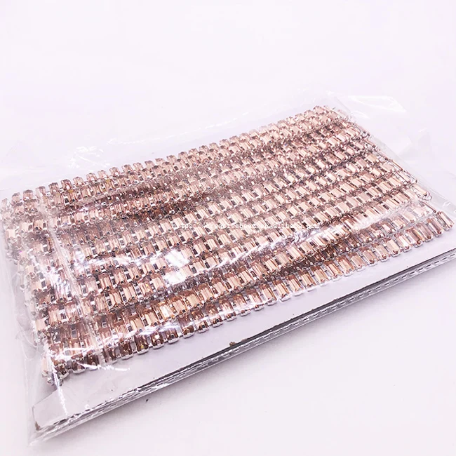 2025 New Product Peach Light Rhinestone Chain Cup Metal Chain for Garment Beaded Fringe Trimming for Shoes