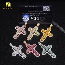 Colorful Charms S925 Custom Fashion Hip Hop Moissanite Jewelry Cross Pendant Iced Out VVS Moissanite Diamond Pendant Necklace