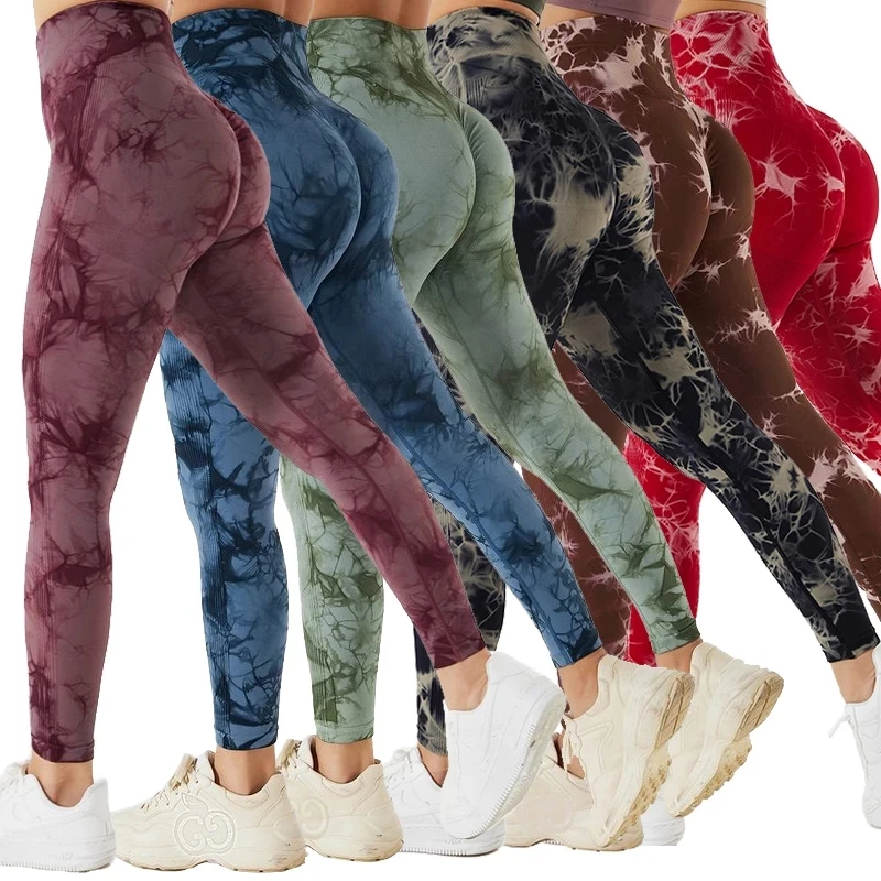 mujeres tie dye yoga pantalones super stretchy gimnasio