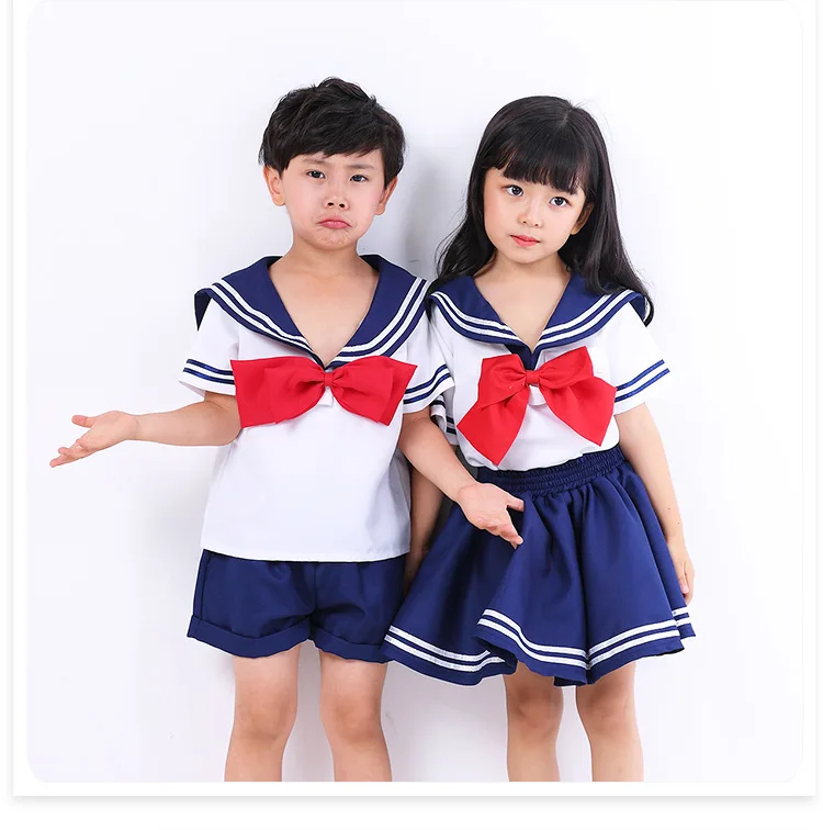 Kid Toddler Sailor Moon School Uniform Cosplay Costume T-shirt Skirt Sailor Suit