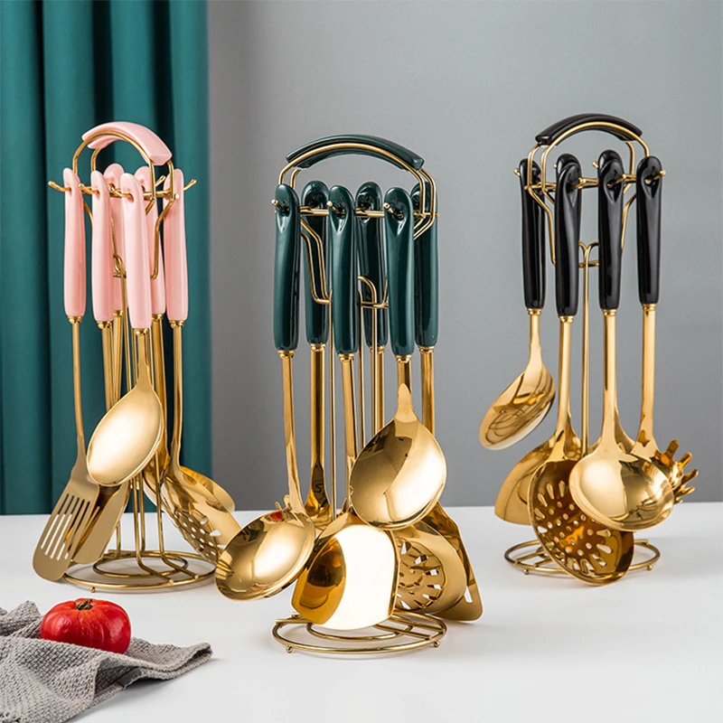 Edelstahl Küchen Zubehör Set Standcn 7 Pcs Gold Kochute Nsilien ...