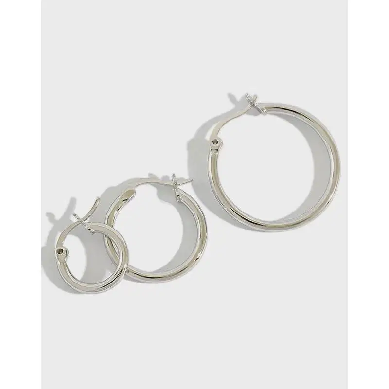 Fashion 925 Pure Sterling Silver Personalized Elegant Rhodium Plated Custom Geometric Hoop Earrings(图1)