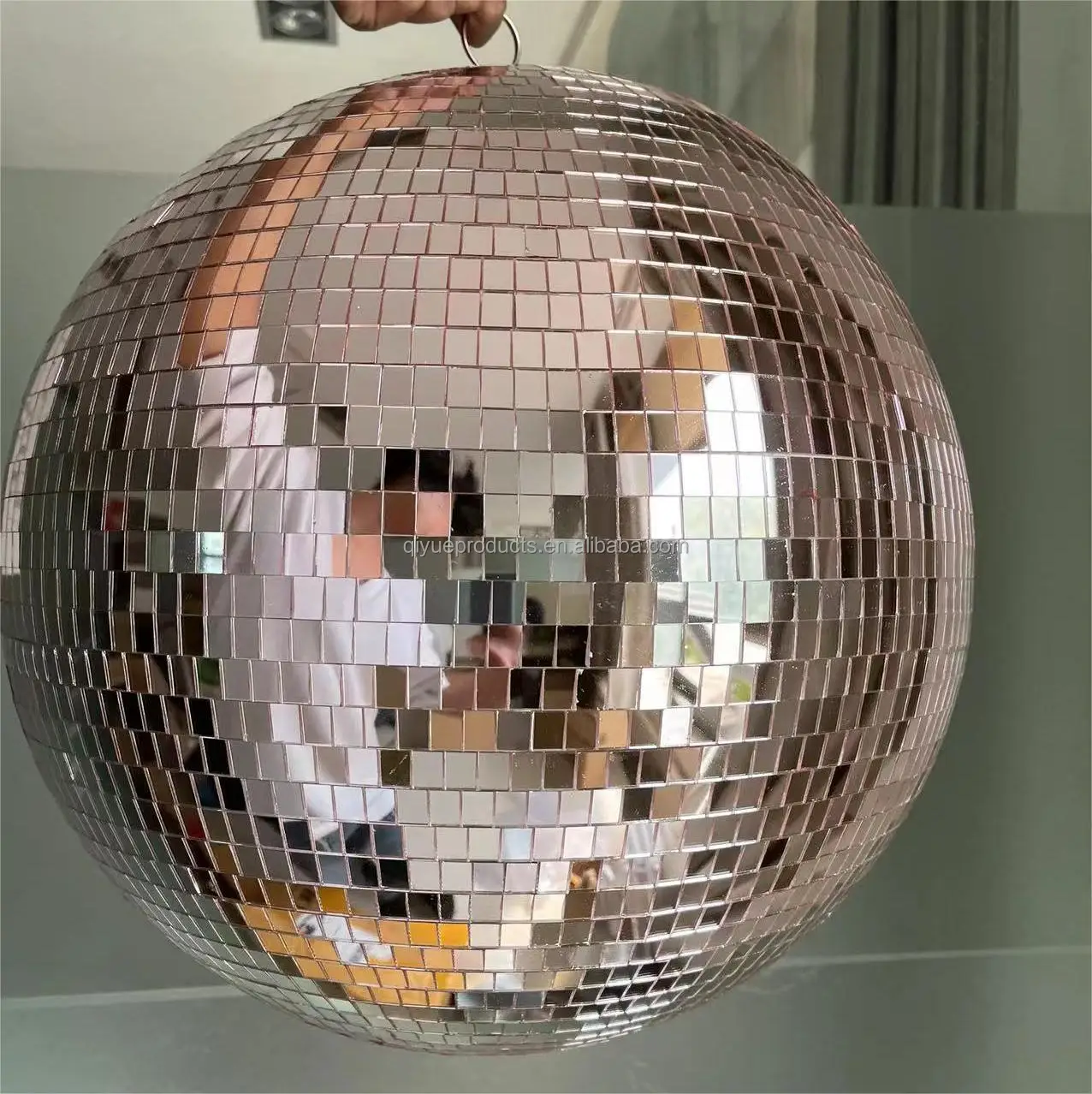 Large Rose Gold Glass Mirror Balls With Hanging Ring For Party