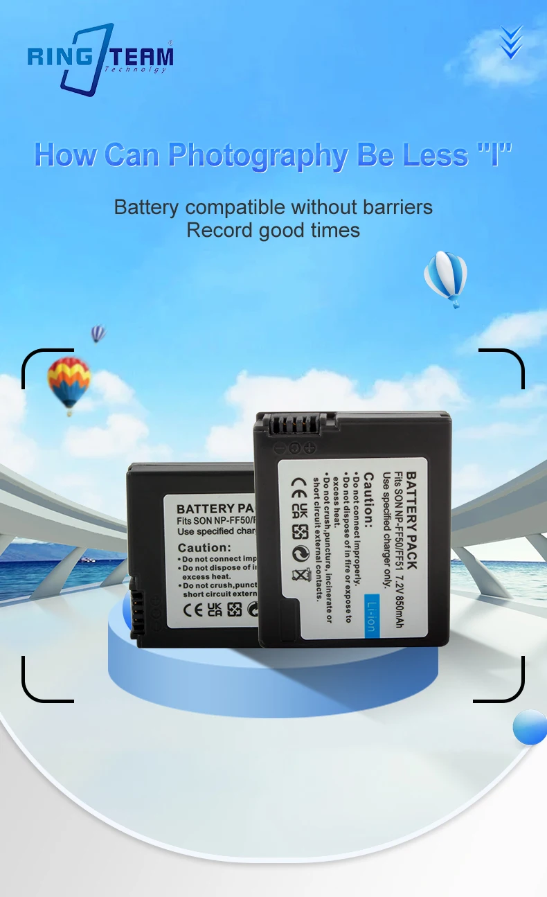 Replacement battery NP-FF50 NP-FF51 for Sony DCR-1P1E HC1000E DCR-IP210E Camera manufacture