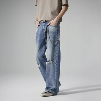 2025 American Style Jeans Men's New Style, Loose and Retro Wide Leg Pants