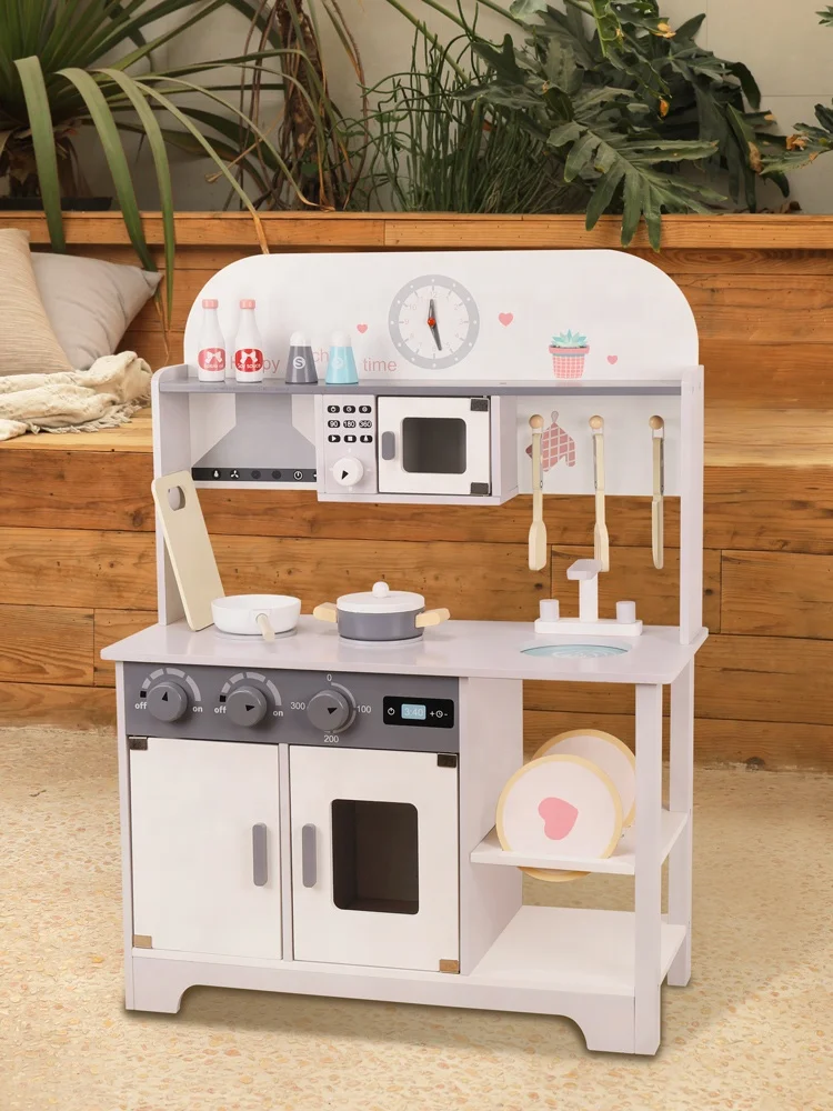 New Style Wooden Kitchen Set for Kids Pretend Play Happy Kitchen Toys Christmas Gift