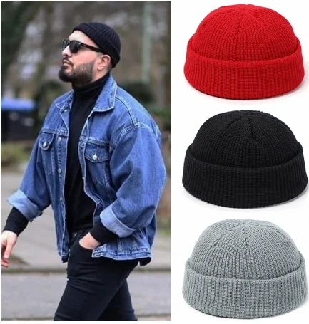 Wool Knit Cuff Short Fisherman Beanie Cap - Unisex Winter  display picture 1