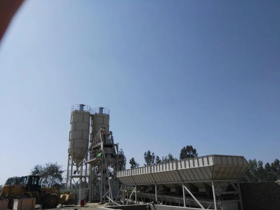 Hzs90 High Performance Fixed Concrete Mixing Batching Plant with Vertical Type Cement Silo
