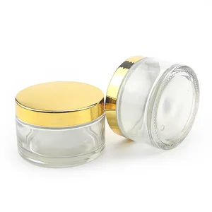 Hot Sale 200ml Frosted Glass Cosmetic Container with White Plastic Lid Big round 200g Face Cream Jar Eco-Friendly Packaging