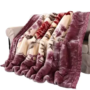 Soft & Cozy 2PLY Reversible Faux Mink Raschel Throw Blanket Heavy Duty Winter Warm Home Use