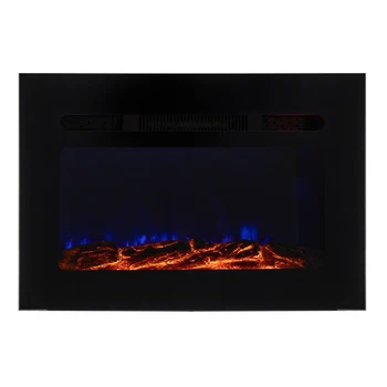 26" Adjustable RV Electric Heater Touch Pad Remote Control Recessed Household Fireplace with Various Flame Colors in English