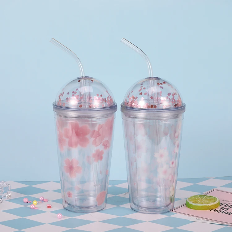 Рекламные многоразовые питьевые пластиковые чашки с двойной стенкой подарок для путешествий Рождественская кружка-неваляшка купольной крышкой и