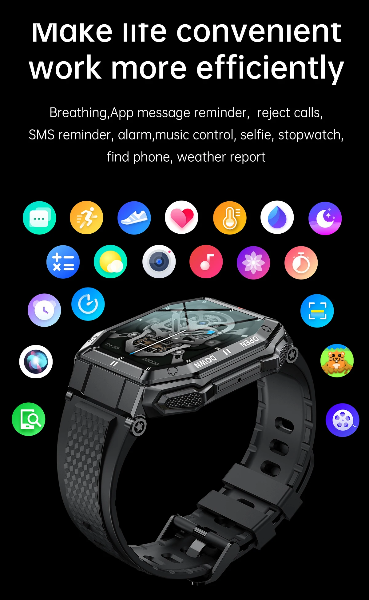 K55 Sports Smart Watch 2022 For Men Health Monitor Ip68 Waterproof Bt