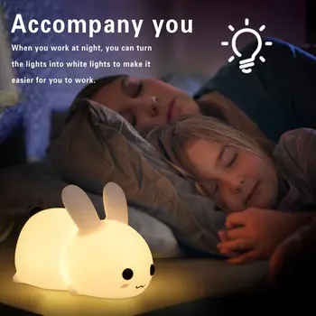 Novelty intelligent touch sensor creative rabbit baby kids gift lamp night light Kawaii Room Decor sleep silicone night light