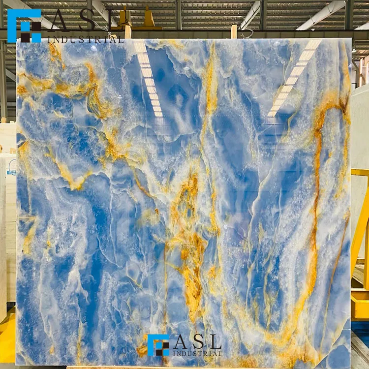 Blue onyx floor tile gold onyx natural stone slab tile