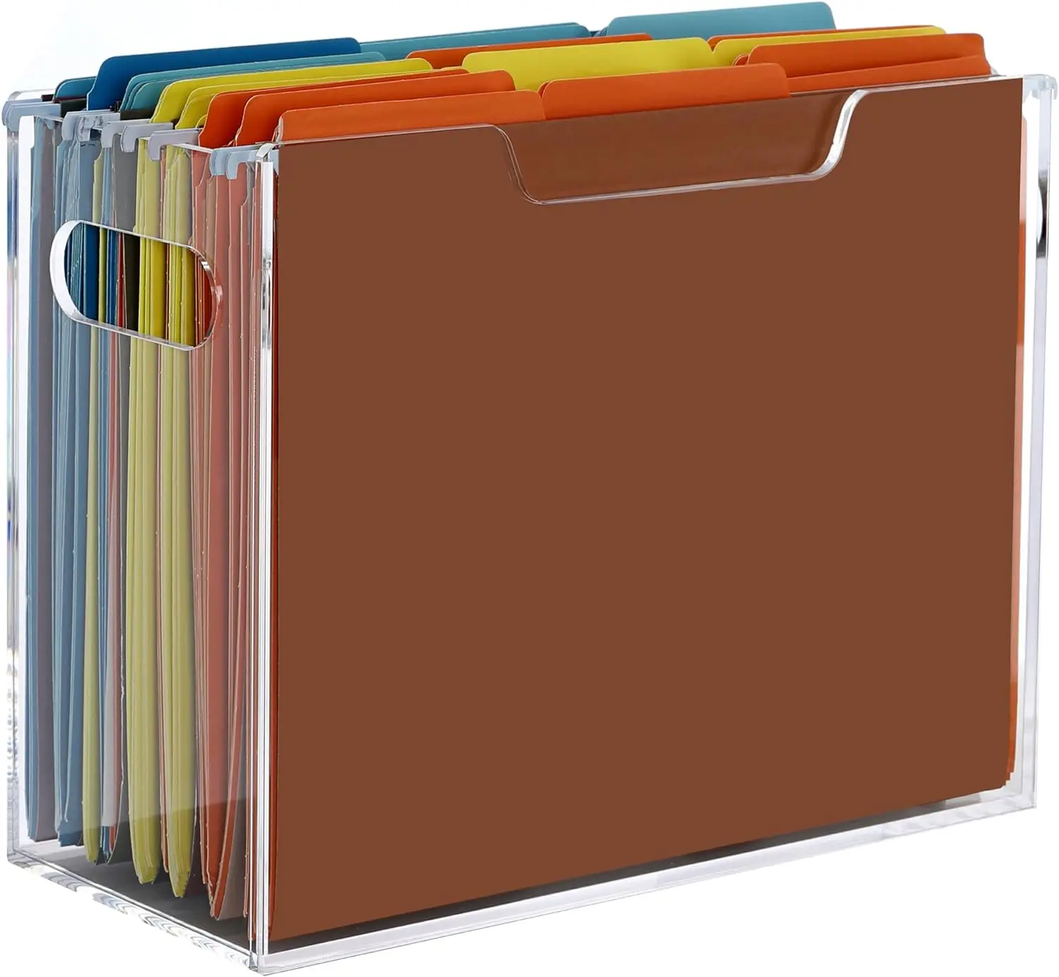 Acrylic Desktop File Folder Organizer Hanging Letter Size/a4 Clear File Box With Handles Office